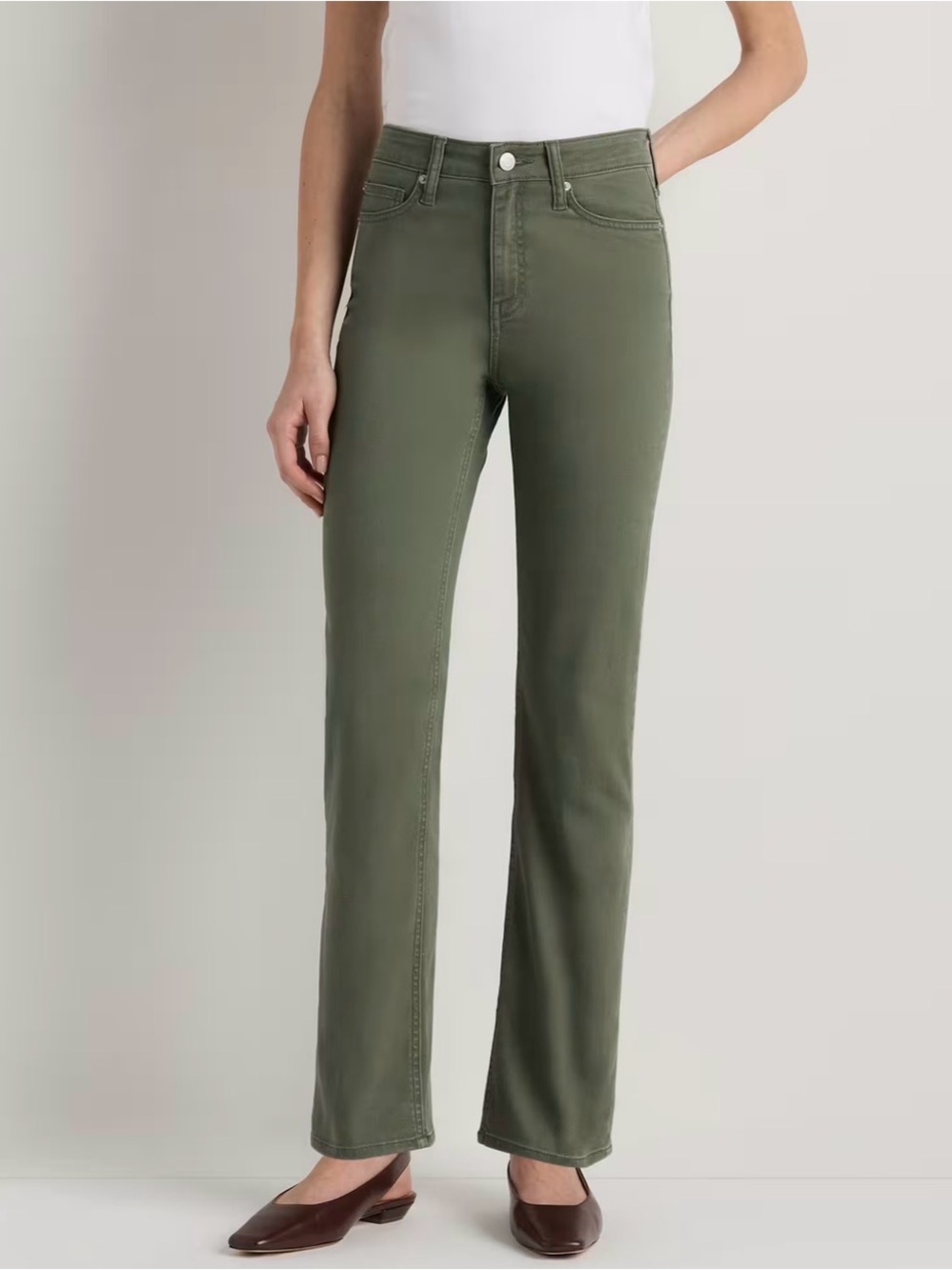 Quince Loden Green Bella Stretch Straight Colored Denim Jeans EUC 25 #2643